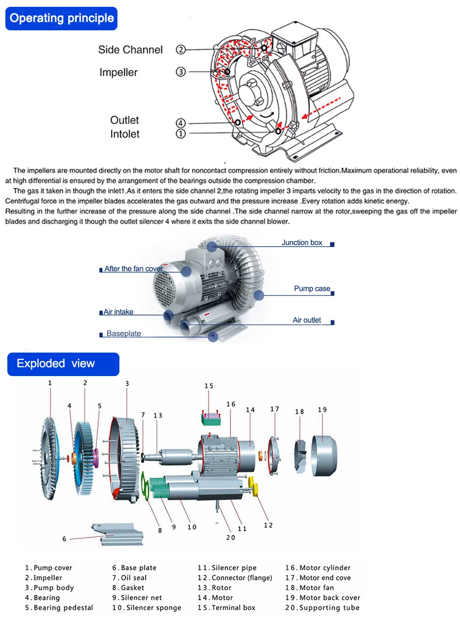 Good Quality Factory Directly Air Blower Single-Phase Medical Blower Ring Blower